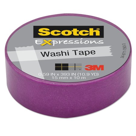 SCOTCH Expressions Washi Tape, 1.25" Core, 0.59" x 32.75 ft, Purple C314-PUR